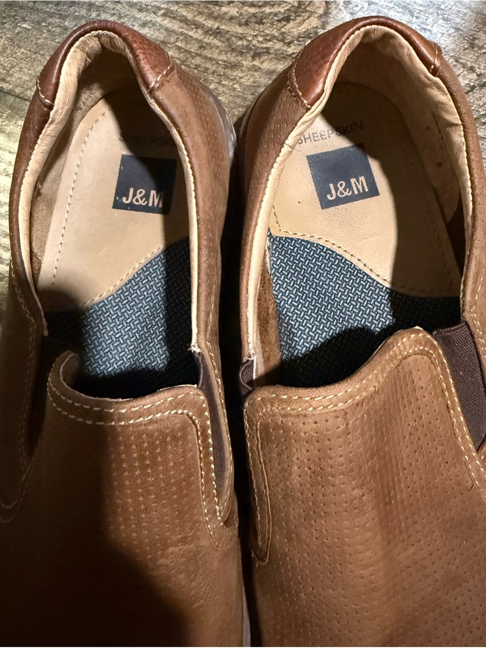 Johnston & Murphy Perforated Tan Slip-On Loafers - Picture 2 of 5